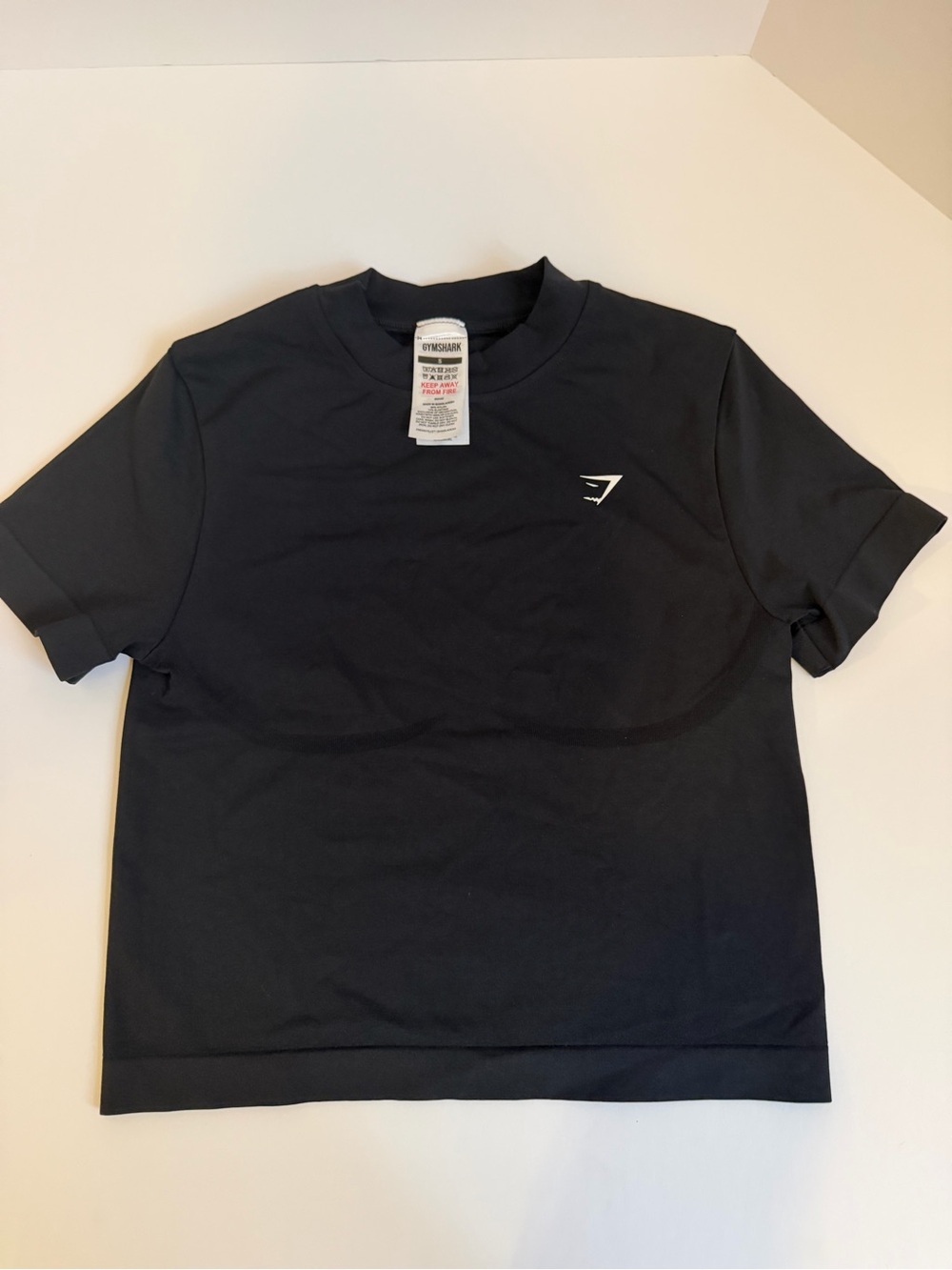 Gymshark Black Mock Neck Seamless Crop Tee T-Shirt